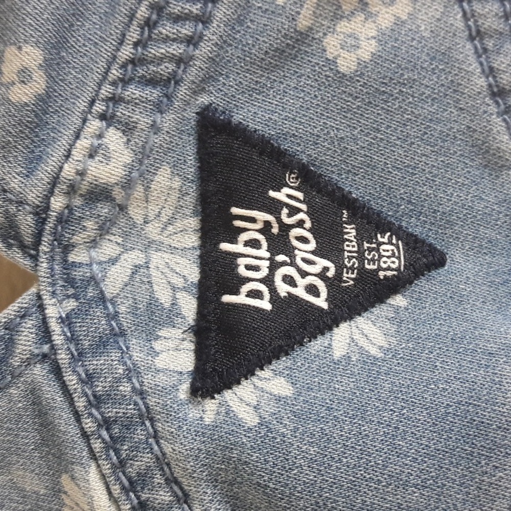 baby B'gosh girl's denim overall shorts floral print 18M - Picture 6 of 11